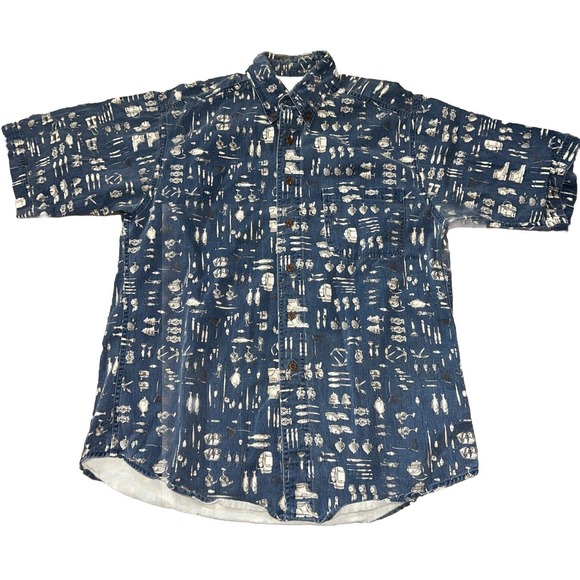 Woolrich Other - Mens Medium Vintage Woolrich Tackle/Fish Button Down Short Sleeve Polo‎